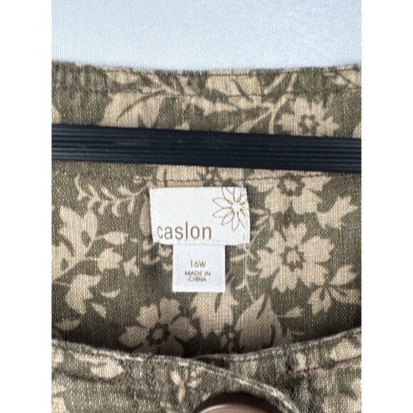 Caslon Womens 16W Linen Floral Print Jacket Brown - Picture 5 of 6